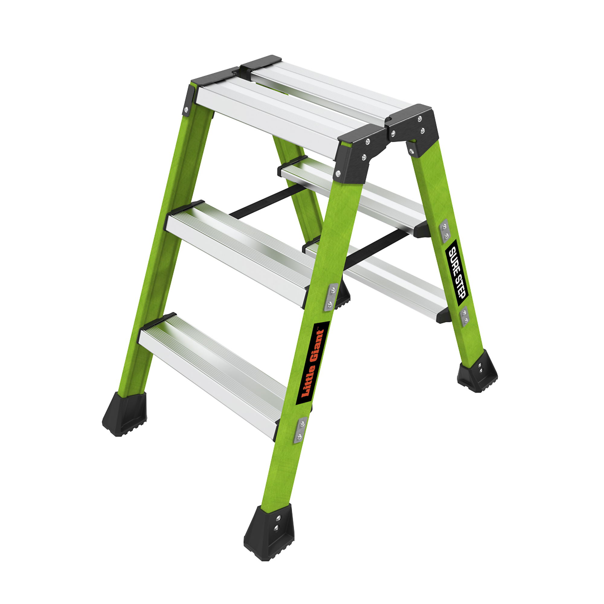 Little Giant Ladder, SURE STEP, 3-Step Model - ANSI Type 1AA - 375 lb Rated, Double-Sided Fiberglass Step Stool with Steel Hinge, Model # 910-00001